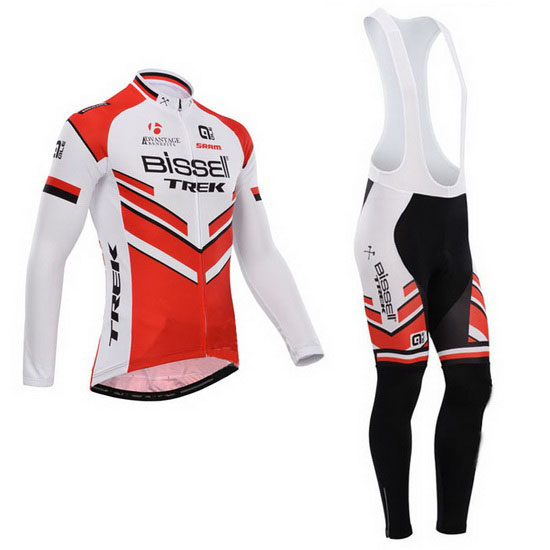 2014 Maillot Bissell Tirantes Mangas Largas Blanco Y Rojo